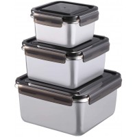 Stainless Steel Large Food Storage Container Set of 3 Airtight Reusable Containers Bento lunch box with Leak-proof Lids