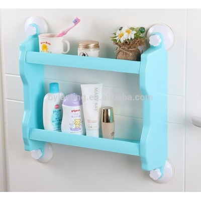 2 Layers Multi-function Plastic 2 Layers Bathroom & Kitchen Storage Shelf With Super Suction