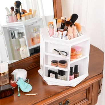 plastic cosmetic case makeup organizer/makeup organizer with table