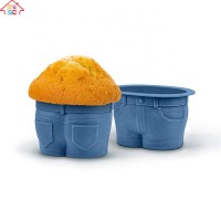 4 PCS New Design Denim-Style Silicone Muffin Baking Cups Cake Cups Kitchen Gadgets